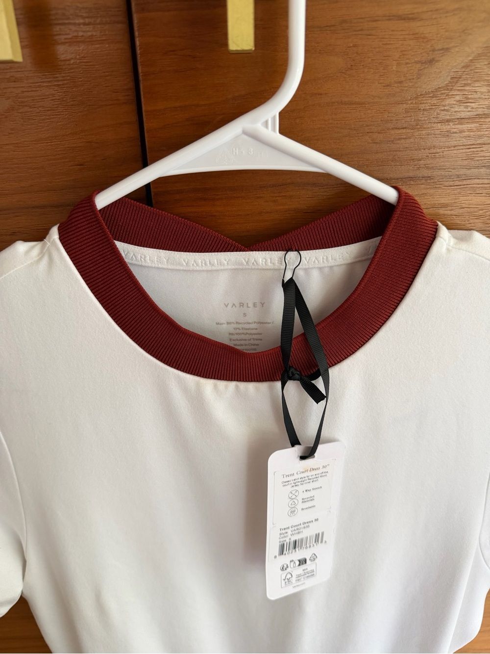 NWT Varley Trent Court Dress 30” Size Small WhitE Burnt Henna Tennis Pleated - Picture 8 of 10